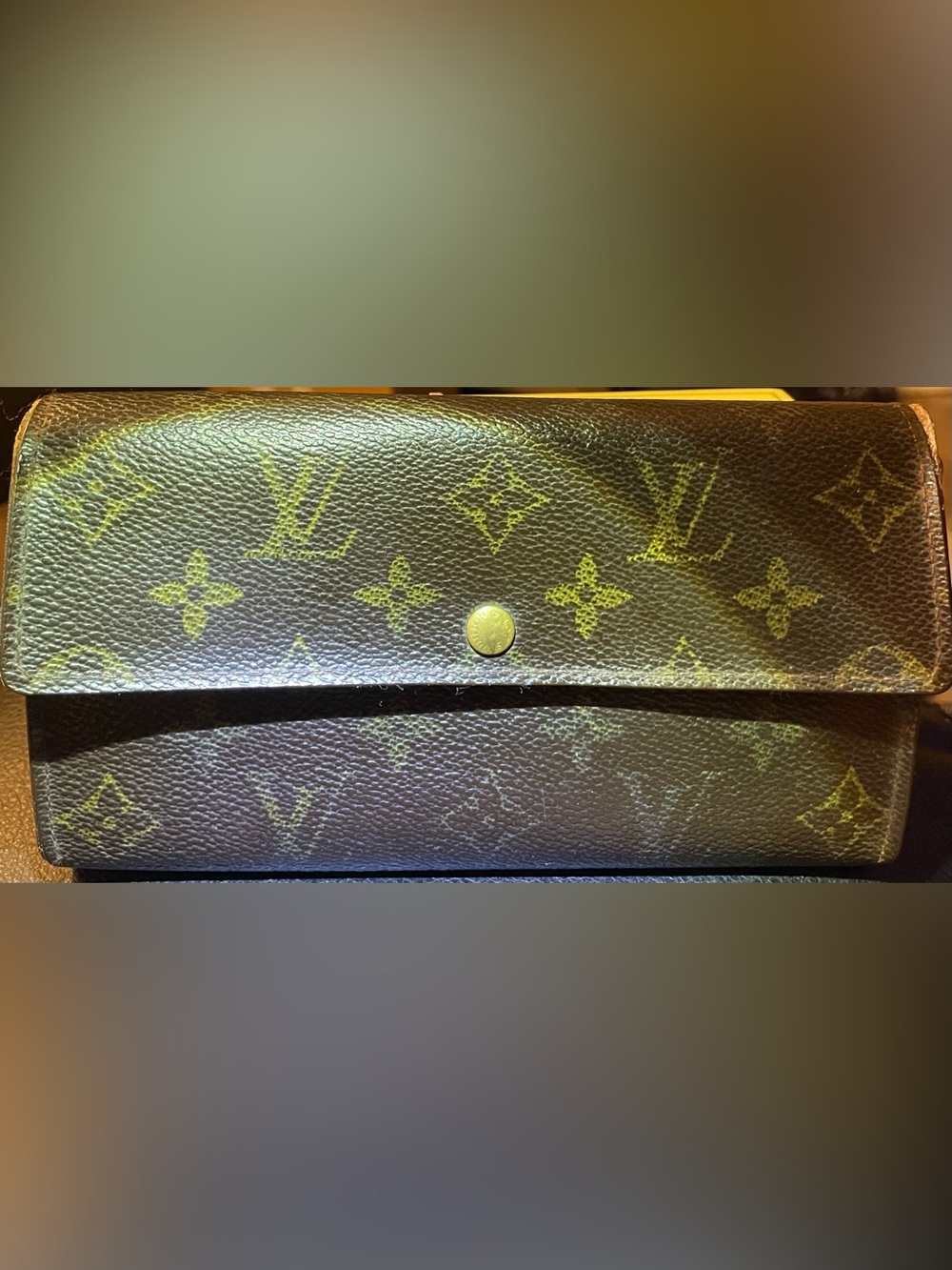 Louis Vuitton Monogram Canvas Wallet in Dark Brown with Gold Tone Snap